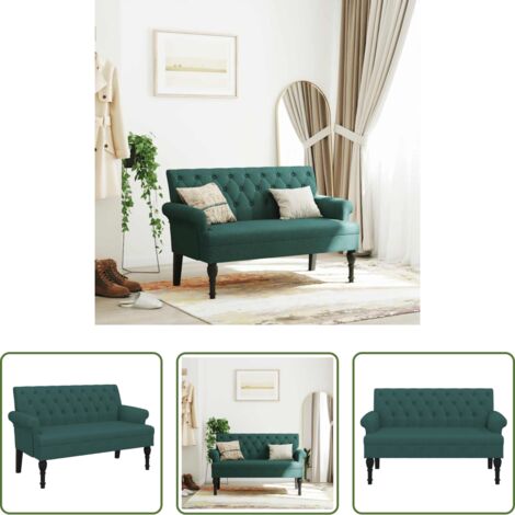 Banco verde oscuro -  Banco con respaldo tela verde oscuro 120x62x75,5 cm