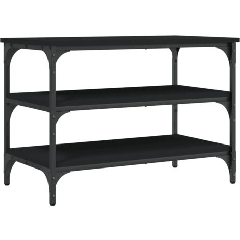 Banco zapatero 3 estantes 70 x 38,5 x 49 cm madera contrachapada negra DEC024921
