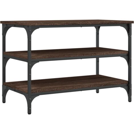 Banco zapatero 3 niveles 70 x 38,5 x 49 cm en madera contrachapada, color roble marrón DEC024872