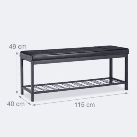 Banco zapatero abierto sintético soporte de malla metálica 115 cm negro 1300003672
