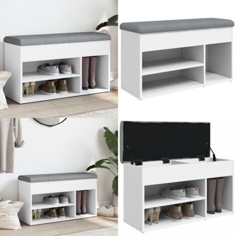 Banco zapatero blanco 82x32x45,5 cm madera de ingeniería - Banco de almacenamiento - Banco de recibidor