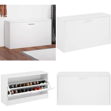 Banco zapatero blanco brillante 80x24x45 cm madera de ingeniería - Banco de zapatos - Madera de ingeniería