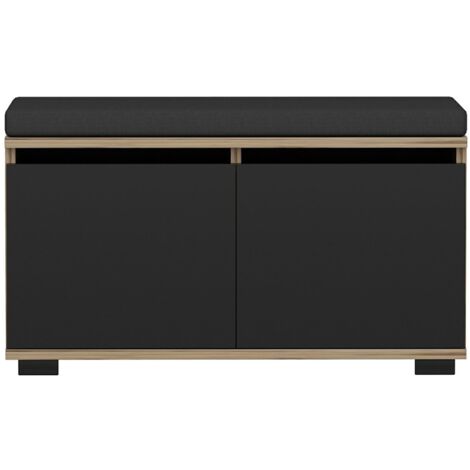 banco zapatero brande con 2 puertas en 4 niveles 42 x 80 x 35 cm efecto roble / negro 030007654