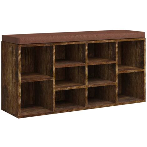 Banco zapatero con 10 compartimentos 103 x 30 x 48 cm madera contrachapada color roble ahumado DEC024840