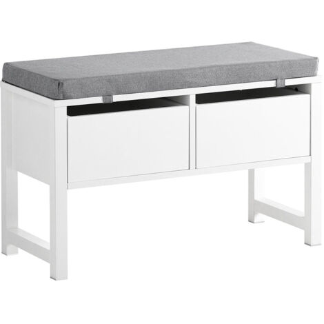Banco Zapatero con 2 Cajones Banco de almacenamianto con cojín acolchado de asiento 72x30x46 cm FSR88-W SoBuy ES
