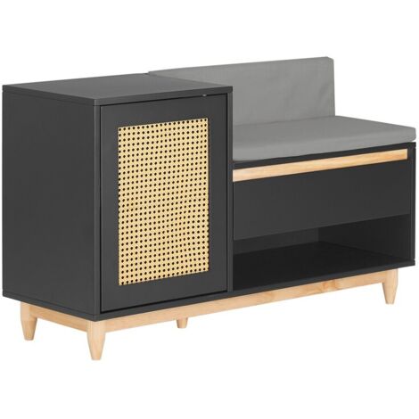 Banco Zapatero con 2 Estantes, 1 Cajón y 1 Puerta Entrada Recibidor con Cojín Acolchado de Asiento 100 x 35 x 60 cm FSR128-SCH SoBuy ES