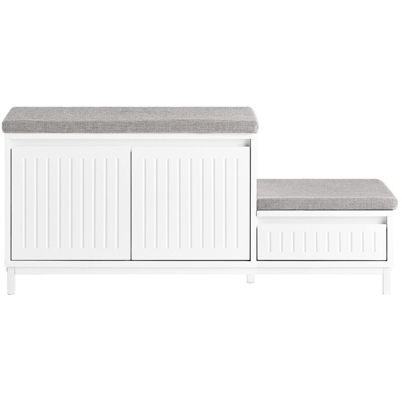 Sobuy Weiß Banco Zapatero Con 2 Estantes, 1 Cajón Y 2 Puertas Entrada Recibidor Con Cojín Acolchado De Asiento 100 X 35 X 42 Cm Blanco Fsr172-W Es