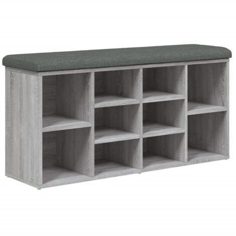 Banco zapatero con compartimentos 102 x 32 x 50 cm madera contrachapada color gris sonoma DEC024935
