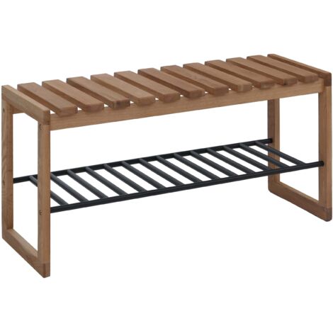Banco zapatero con estante 45 x 88 x 30 cm estilo contemporáneo madera natural 040008806