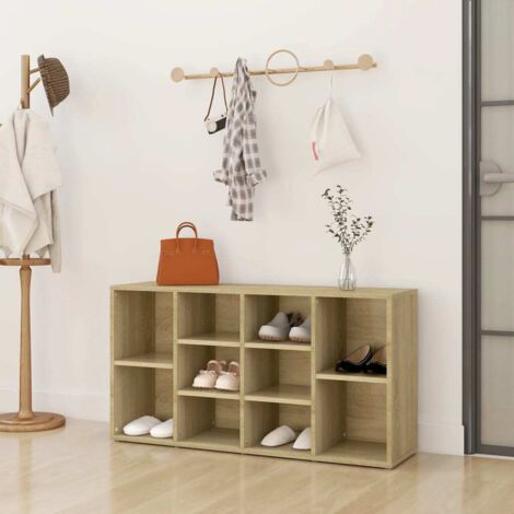 Banco zapatero contrachapada color roble 103x30x55 cm vidaXL