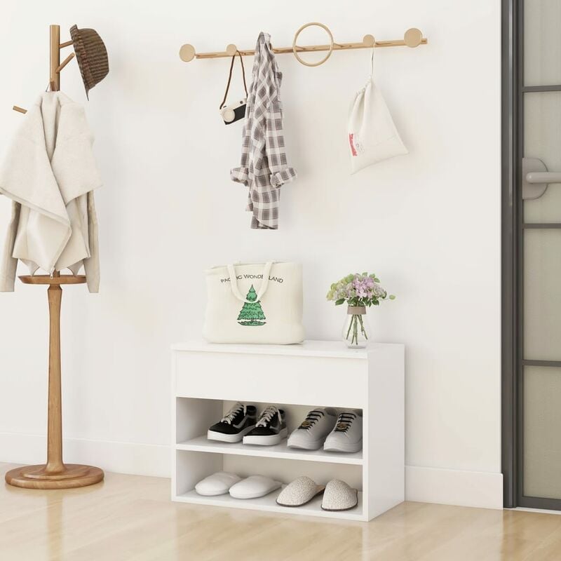 

Banco zapatero de aglomerado blanco 60x30x45 cm