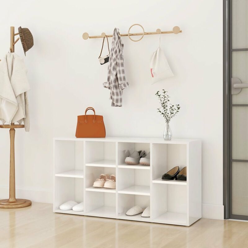 

Banco zapatero de aglomerado blanco brillante 103x30x54,5 cm