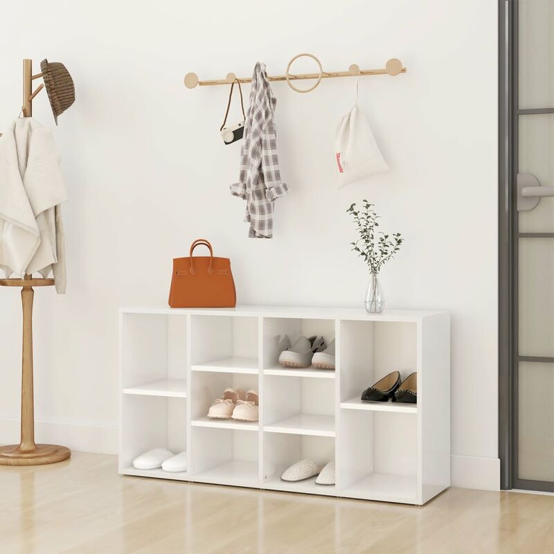

Banco zapatero de aglomerado blanco brillante 103x30x54,5 cm