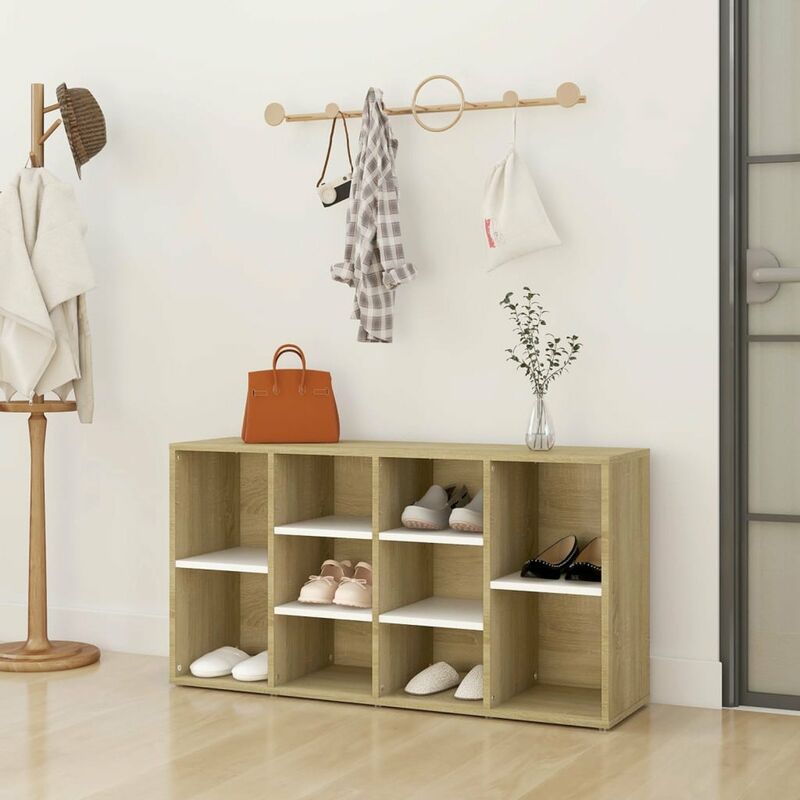 

Banco zapatero de aglomerado blanco roble Sonoma 103x30x54,5 cm