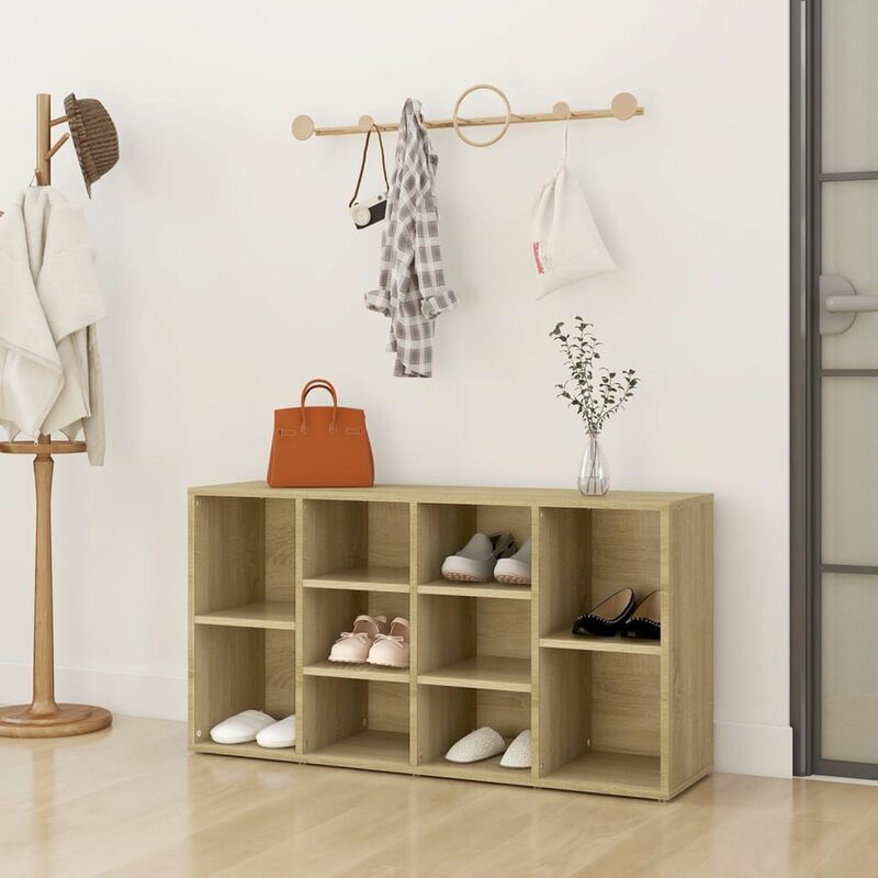 

Banco zapatero de aglomerado color roble Sonoma 103x30x54,5 cm