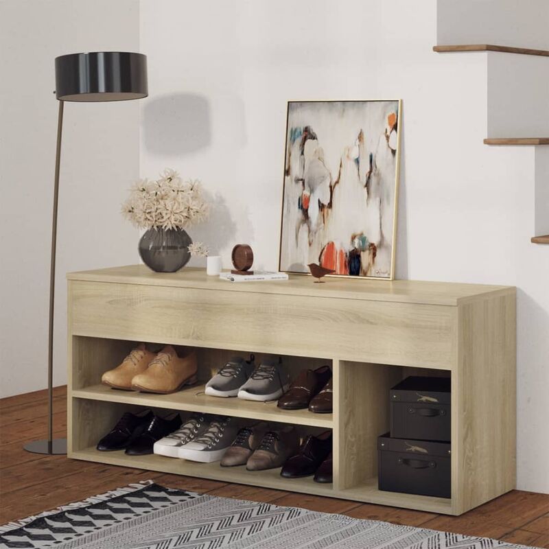 

Banco zapatero de aglomerado color roble Sonoma 105x30x45 cm