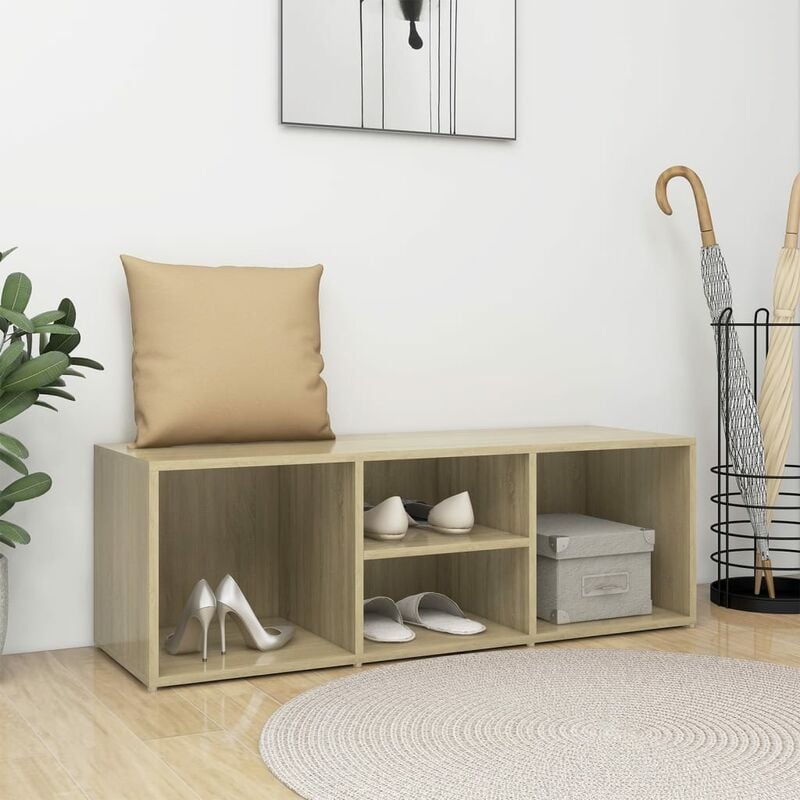 

Banco zapatero de aglomerado color roble Sonoma 105x35x35 cm