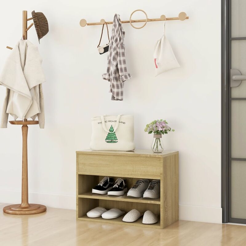 

Banco zapatero de aglomerado color roble Sonoma 60x30x45 cm