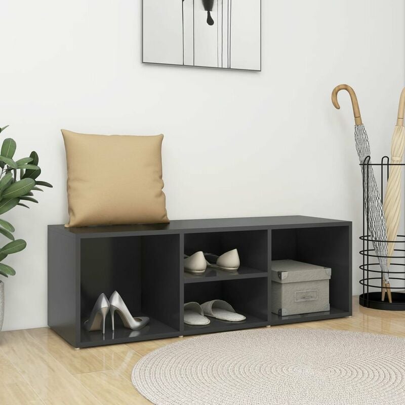 

Banco zapatero de aglomerado gris 105x35x35 cm