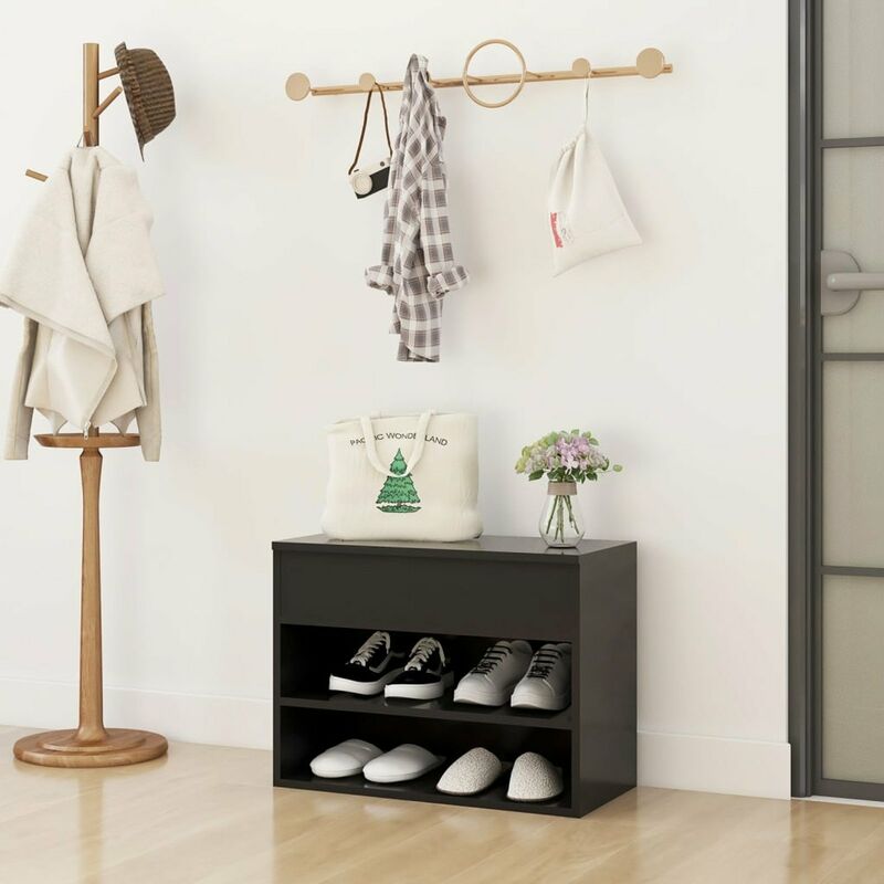 

Banco zapatero de aglomerado gris 60x30x45 cm