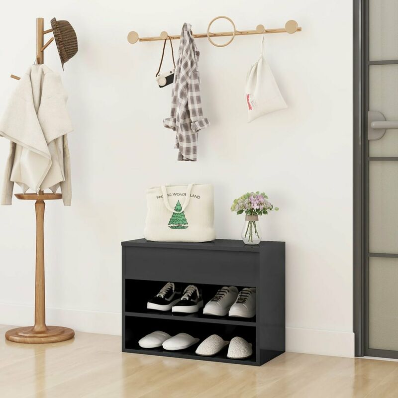 

Banco zapatero de aglomerado gris con brillo 60x30x45 cm