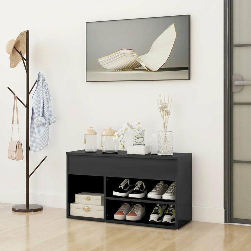 

Banco zapatero de aglomerado gris con brillo 80x30x45 cm