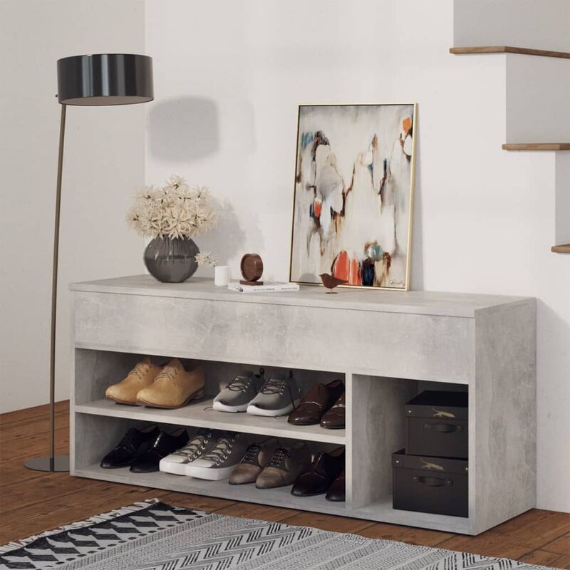 

Banco zapatero de aglomerado gris hormigón 105x30x45 cm
