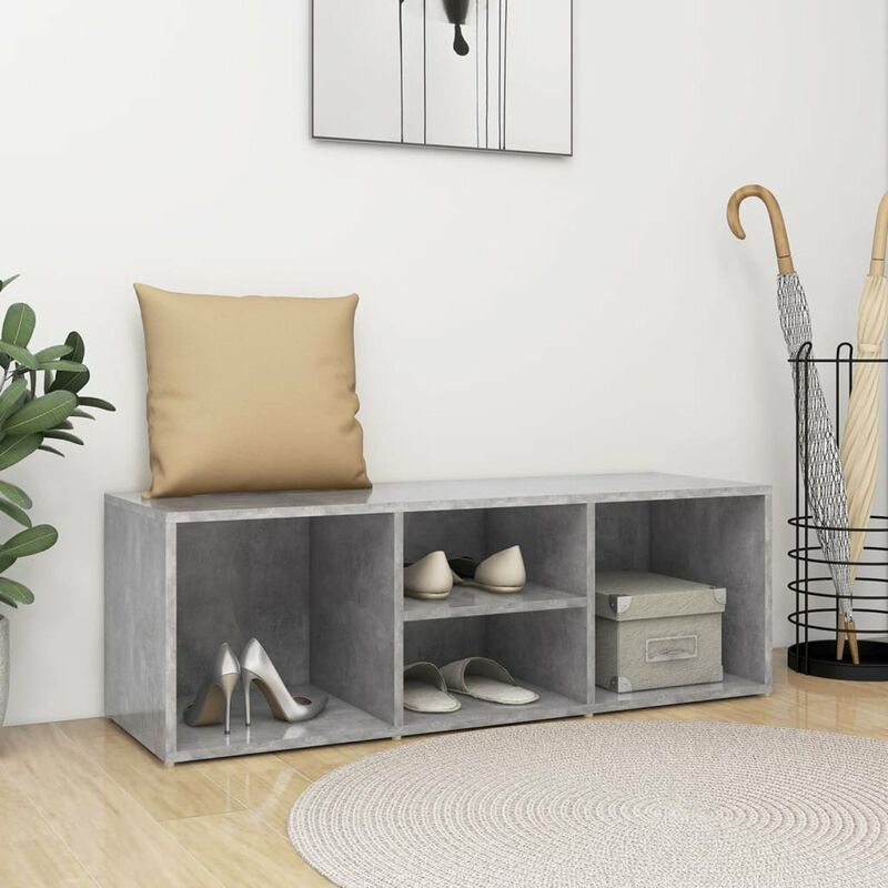 

Banco zapatero de aglomerado gris hormigon 105x35x35 cm