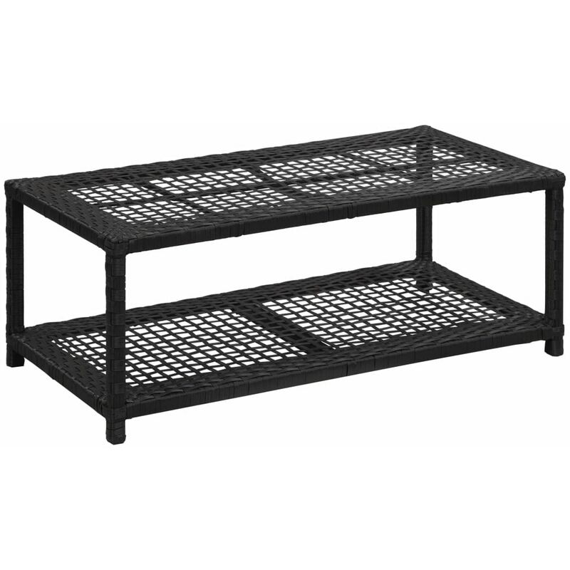 

Banco zapatero de ratán sintético negro 80x40x30 cm