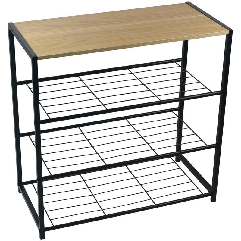 

Banco Zapatero Estilo Industrial 3 Baldas Erbu Negro/Marrón 63x30x63cm 7house