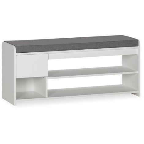 Banco zapatero Gabriel Color Blanco 3 Huecos y 1 cajón