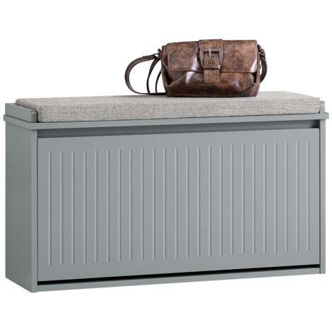 Banco Zapatero Grande con 1 Solapa Armario Multifuncional para Entrada de Asiento Gris 80 x 26 x 45 cm FSR98-L-HG SoBuy ES