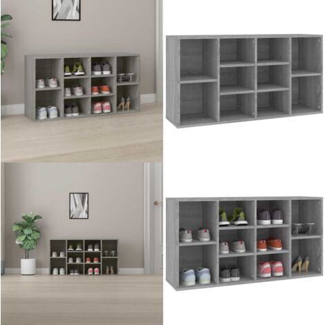 Banco zapatero madera contrachapada gris Sonoma 103x30x55 cm - Banco de madera - Banco para entrada