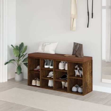 Banco zapatero madera contrachapada roble ahumado 103x30x48 cm vidaXL