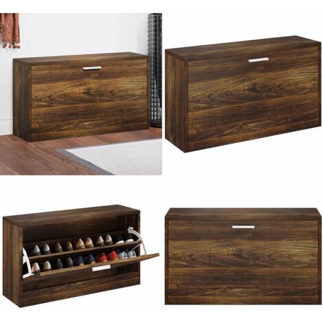 Banco zapatero madera contrachapada roble ahumado 80x24x45 cm - Banco para zapatos - Mueble para zapatos