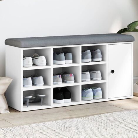 Banco zapatero madera de ingeniería blanco 102x32x50 cm vidaXL