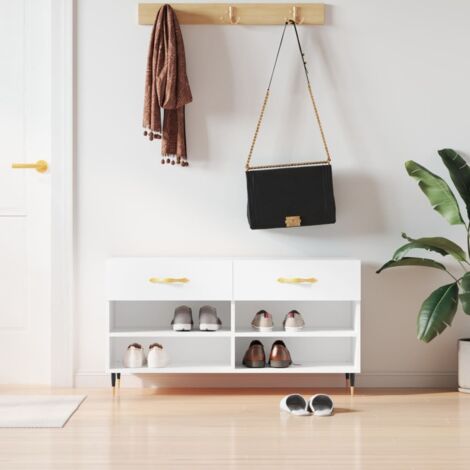 Banco zapatero madera de ingeniería blanco 102x35x55 cm vidaXL