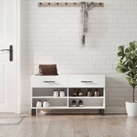 Banco zapatero madera de ingeniería blanco 102x35x55 cm vidaXL