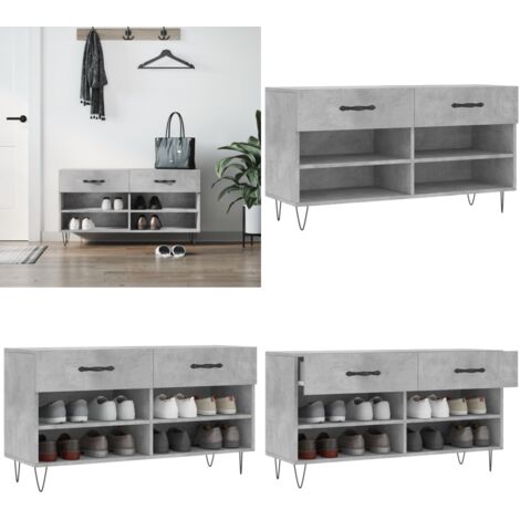 Banco zapatero madera de ingeniería gris hormigón 102x35x55 cm - Banco de zapatos - Mueble de zapatos