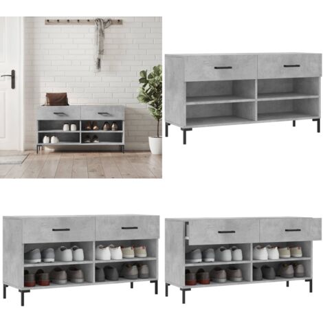 Banco zapatero madera de ingeniería gris hormigón 102x35x55 cm - Banco de zapatos - Mueble de zapatos