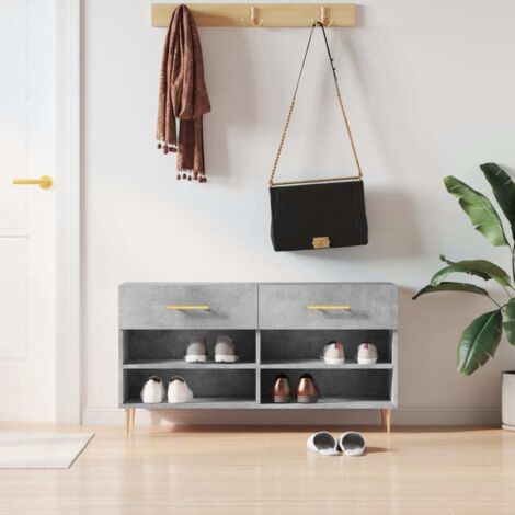 Banco zapatero madera de ingeniería gris hormigón 102x35x55 cm vidaXL