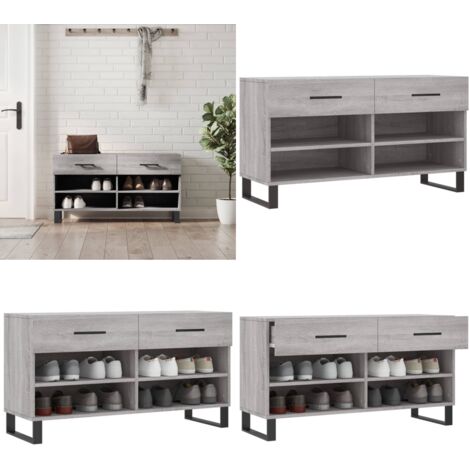 Banco zapatero madera de ingeniería gris Sonoma 102x35x55 cm - Banco de madera - Banco de almacenamiento