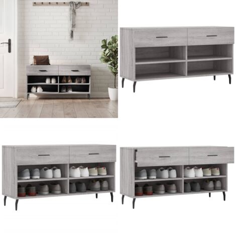 Banco zapatero madera de ingeniería gris Sonoma 102x35x55 cm - Banco de madera - Banco de almacenamiento