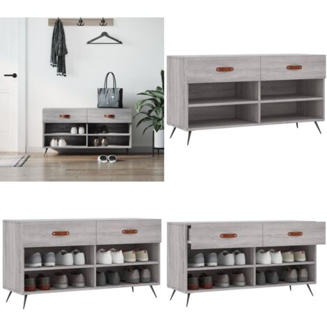Banco zapatero madera de ingeniería gris Sonoma 102x35x55 cm - Banco de madera - Banco de almacenamiento