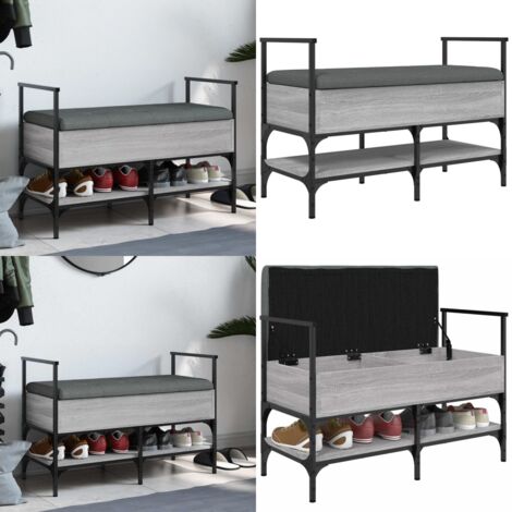 Banco zapatero madera de ingeniería gris Sonoma 85,5x42x57,5 cm - Banco de pasillo - Banco de almacenaje
