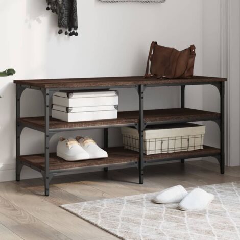 Banco zapatero madera de ingeniería marrón roble 100x38,5x49 cm vidaXL