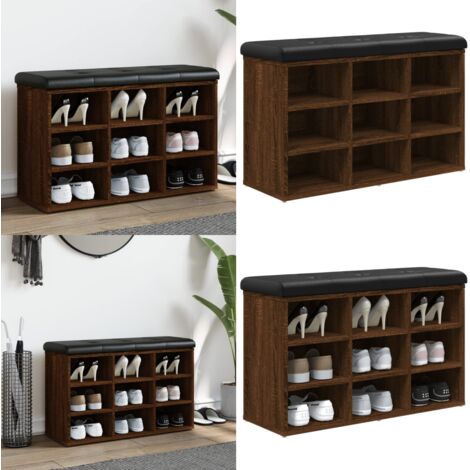 Banco zapatero madera de ingeniería marrón roble 82x32x50 cm - Banco de almacenamiento - Banco de pasillo