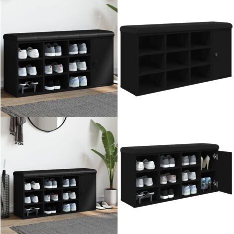 Banco zapatero madera de ingeniería negro 102x32x50 cm - Banco de almacenamiento - Banco de pasillo