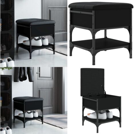 Banco zapatero madera de ingeniería negro 42x42x45 cm - Banco de pasillo - Banco de almacenamiento