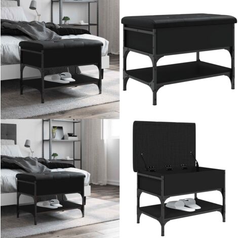 Banco zapatero madera de ingeniería negro 62x42x45 cm - Banco de pasillo - Banco de almacenaje